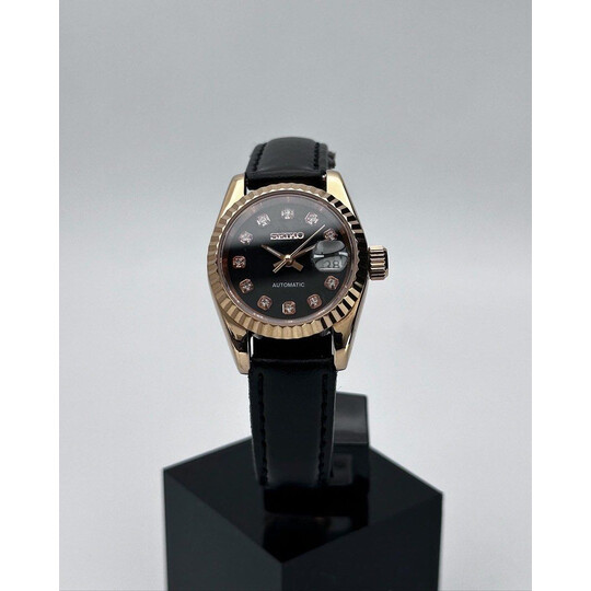 Custom Seiko Mod • Black Diamond Rose Gold Datejust • 26mm